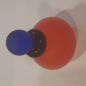 Murano Franco Moretti Perfume Bottle Art Glass Orange and Blue Frosted